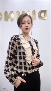春季韩系格子衬衫图片