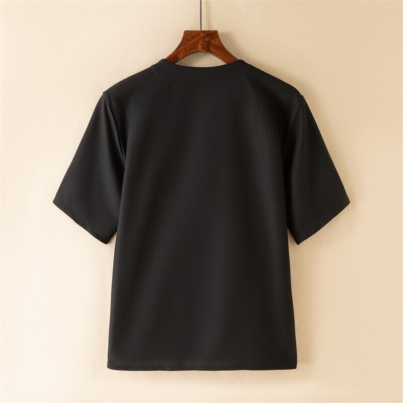新中式金属扣风潮T恤短袖上衣竹子刺绣汉服时尚T2410-P55,男装T恤,电商A227