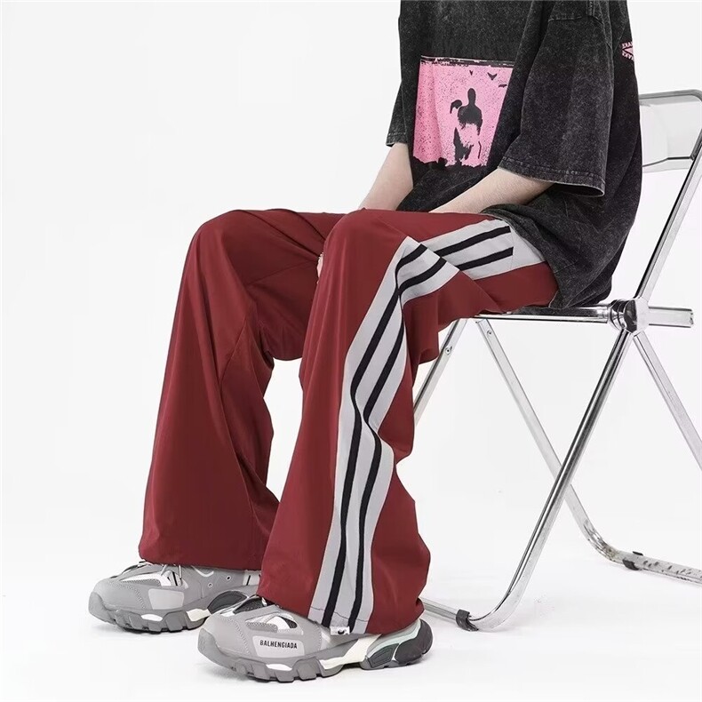 网络图现货！美式hiphop条纹裤子垂坠感宽松阔腿拖地裤RC162-P50,男装休闲裤,星座1005-6