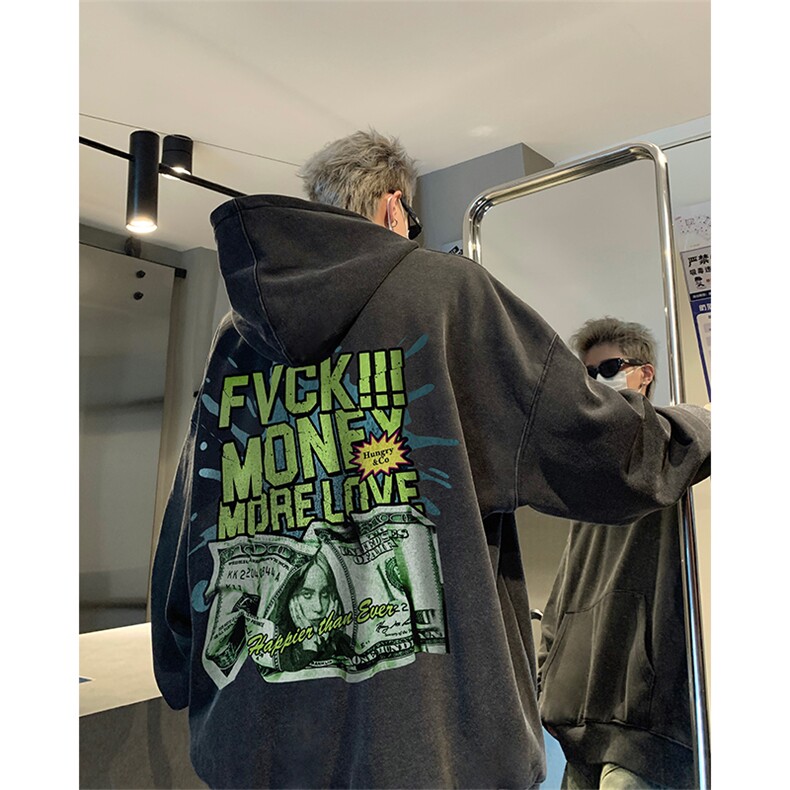 男装加厚卫衣男 美式复古宽松连帽卫衣外套 XZ514-2-Z2226-P70图片