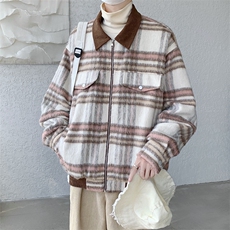 桃杏色格子