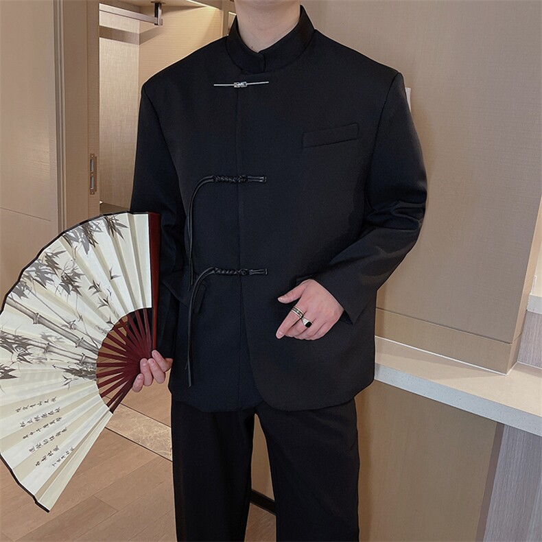 新中式风男装复古金属扣设计痞帅立领西服外套中山装XZ0079P125图片