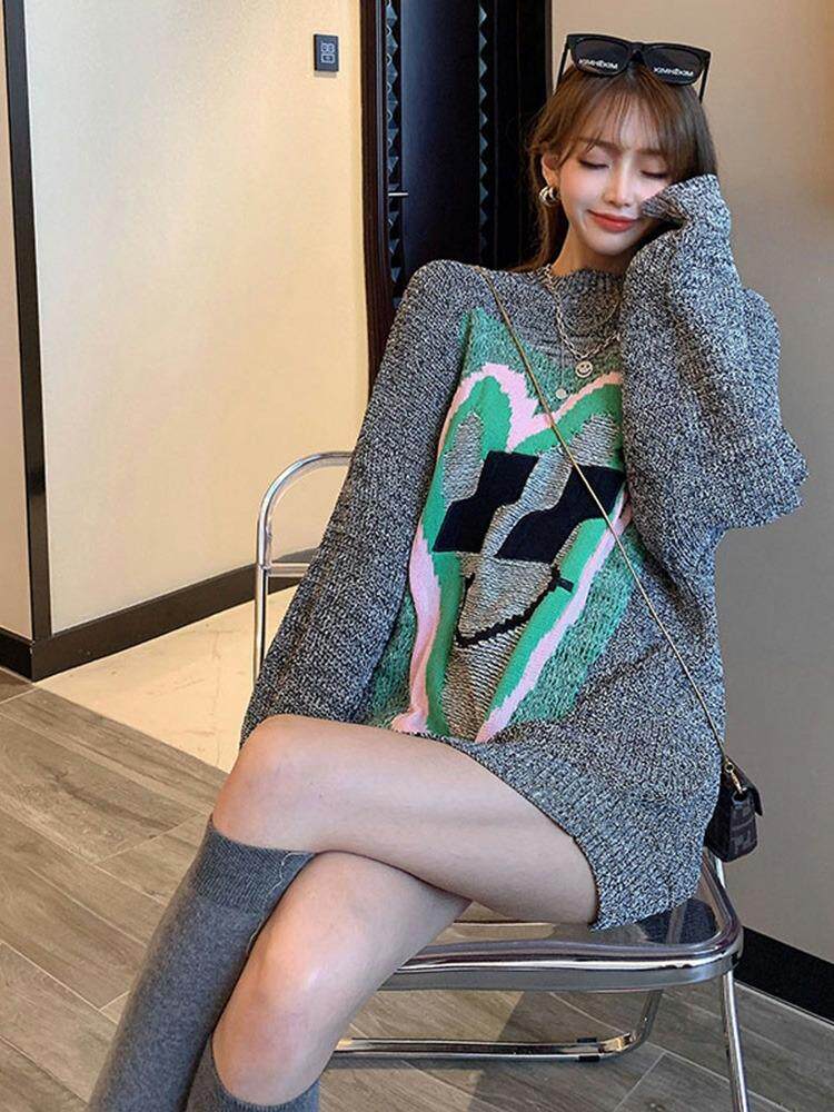 大爱心套头毛衣，女装针织衫/毛衣，LOVELS