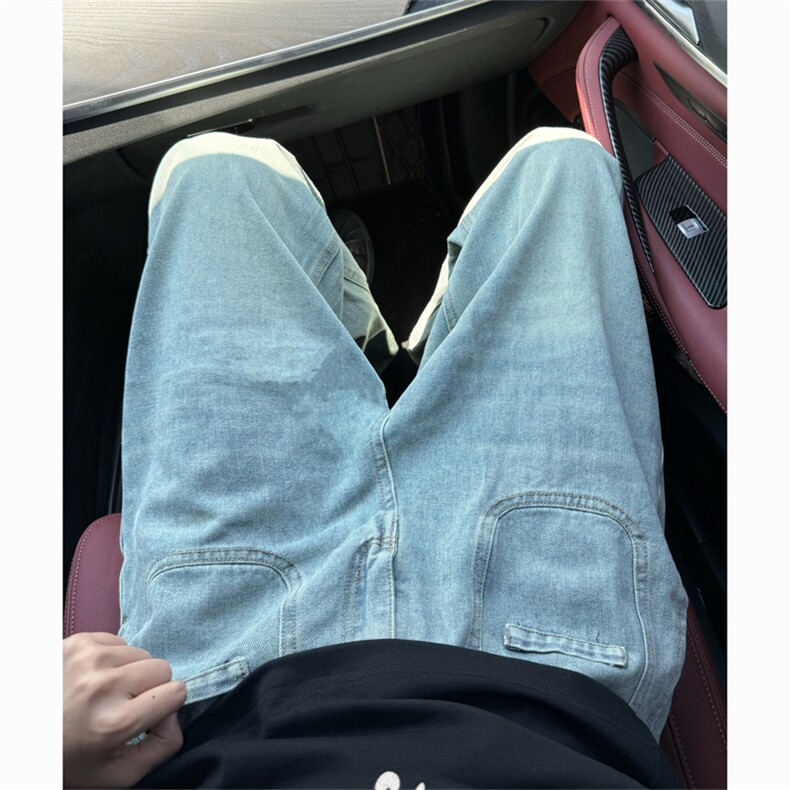 美式复古水洗做旧宽松阔腿牛仔裤男新款百搭拖地长裤NZ366-p55,男装牛仔裤,星座1008