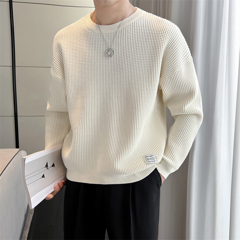 B353MY909P80白色2025秋冬男士常规版型潮版针织衫套头毛体男,男装针织衫/毛衣,电商B353