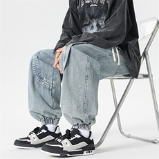 2025水洗牛仔裤男美式复古宽松阔腿束脚工装裤24XK66715特批45，男装牛仔裤，电商A042