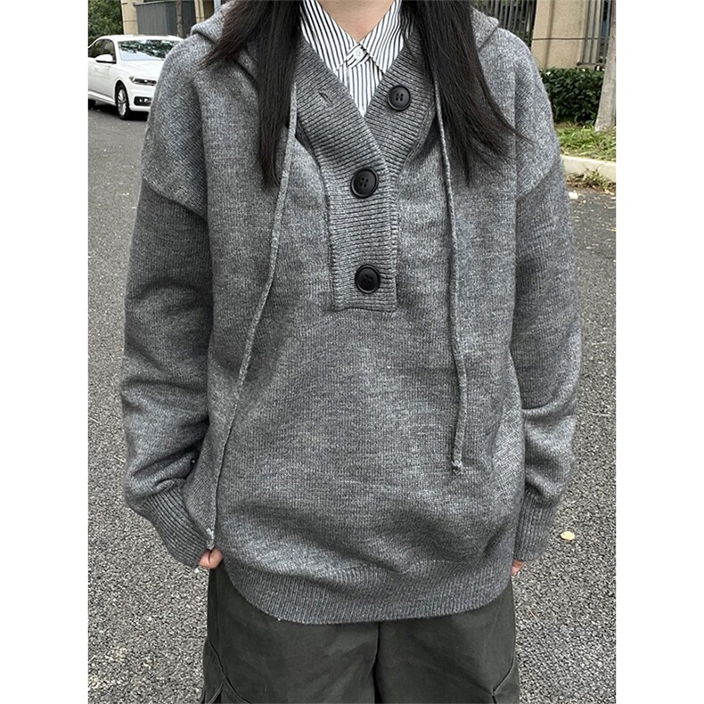 抖音得物保暖立领拉链针织外套秋冬宽松慵懒风纯色毛衣上衣AM047,男装针织衫/毛衣,电商A443