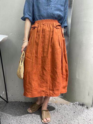 纯亚麻半裙，女装半身裙，独上素帛