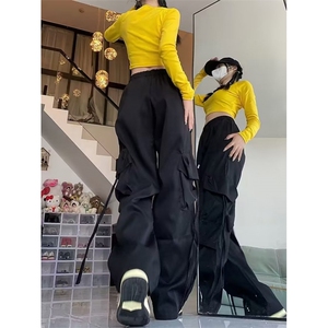 美式复古工装裤男女阔腿裤拖地裤设计感工装裤子AK798-P35加绒45