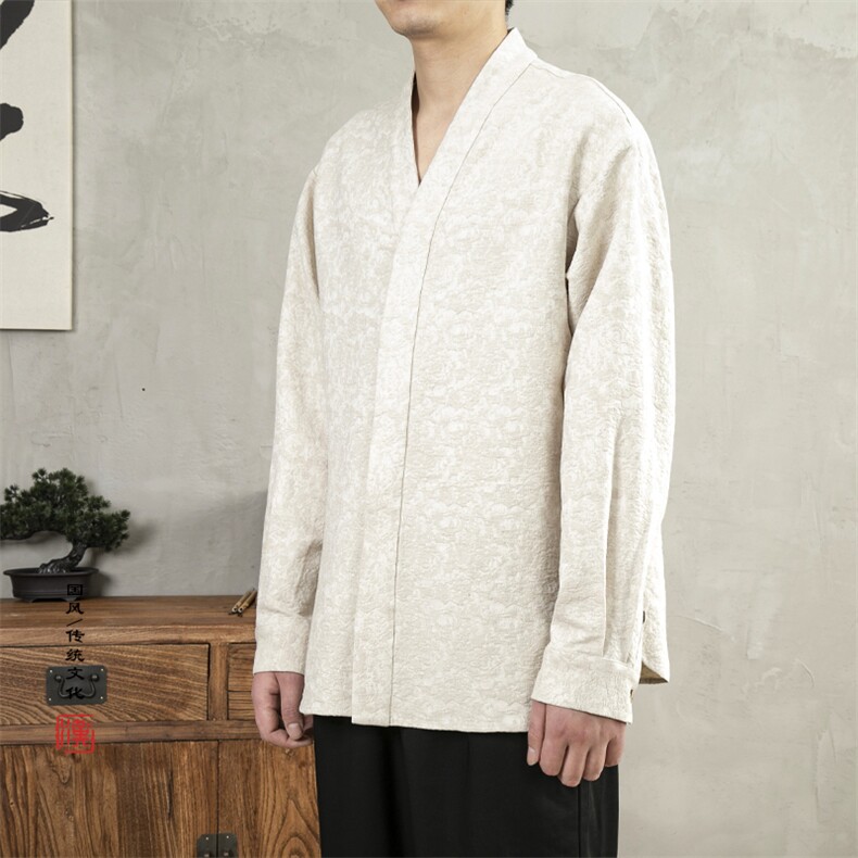 2025秋冬新款风男装改良汉服男士新中式衬衣C003P100,男装衬衫,钱塘802