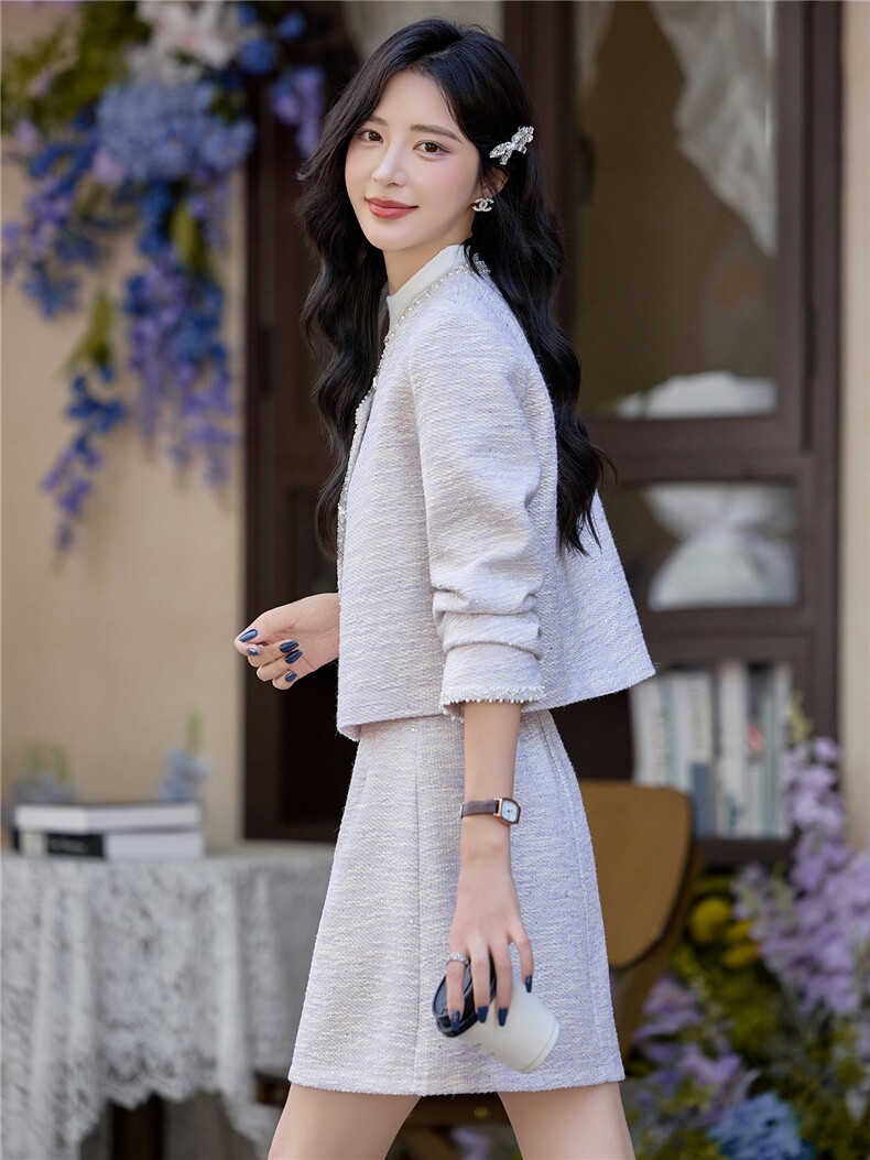 现货！！！小香风短裙套装女2025新款气质富家千金套装裙,女装套装/套裙,众宇琦