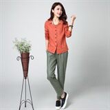 2021年春季V领气质时尚纯色套装/套裙优雅甜美长裤开衫长袖潮流，女装套装/套裙，丽影随形