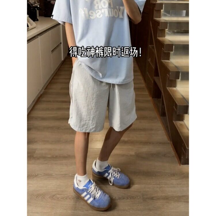 机能风工装拉链口袋短裤男生炸街复古五分运动阔腿冰丝速干哈伦裤,男装牛仔裤,四季星座505