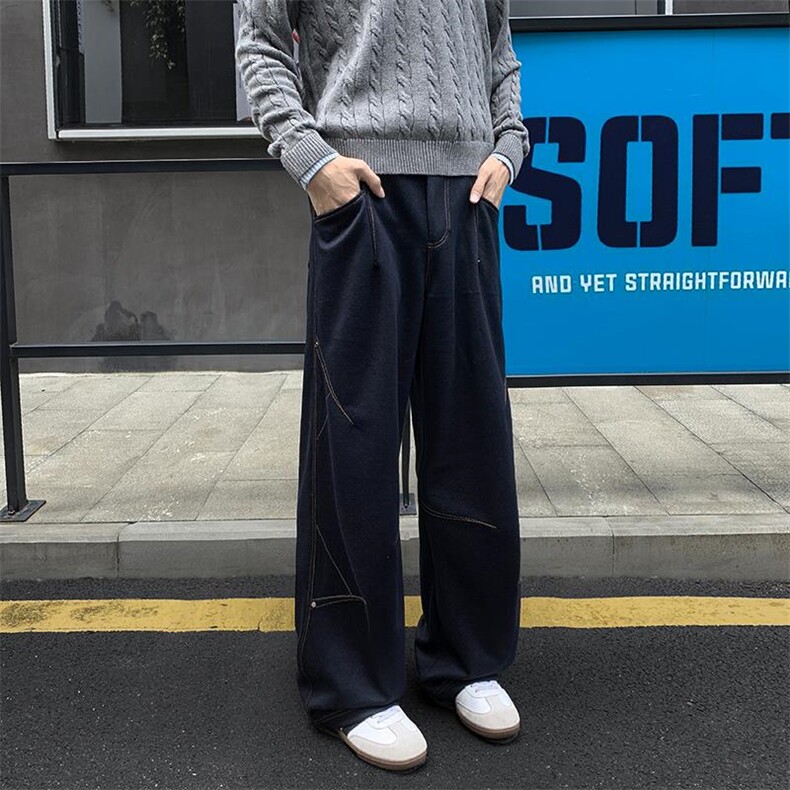 350g重磅美式辑明线解构宽松显瘦仿牛仔裤男K24117-特P58控108,男装牛仔裤,电商A001