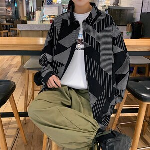 早秋宽松休闲印花衬衫男潮流/A338-1KD12P40，男装衬衫，电商D325