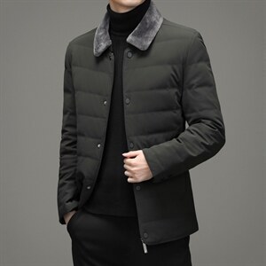 21冬季新款90羽绒服男翻领宽松休闲简约百搭毛领外套DD21703-P250,男装羽绒服,电商B212（原钱塘6029）