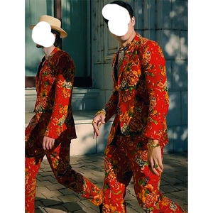 R1东北大花西服套装网红同款男女大码团队服风新中式表演出服图片