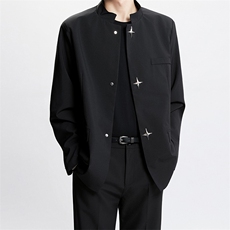 西装外套男设计感金属扣垫肩西服小众高级立领中山装6122P62，男装西服，星座410-2