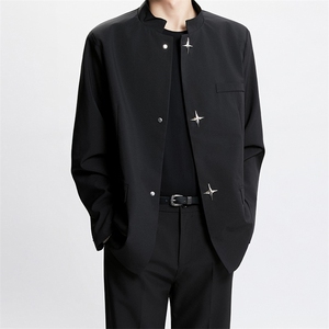 西装外套男设计感金属扣垫肩西服小众高级立领中山装6122 P62图片