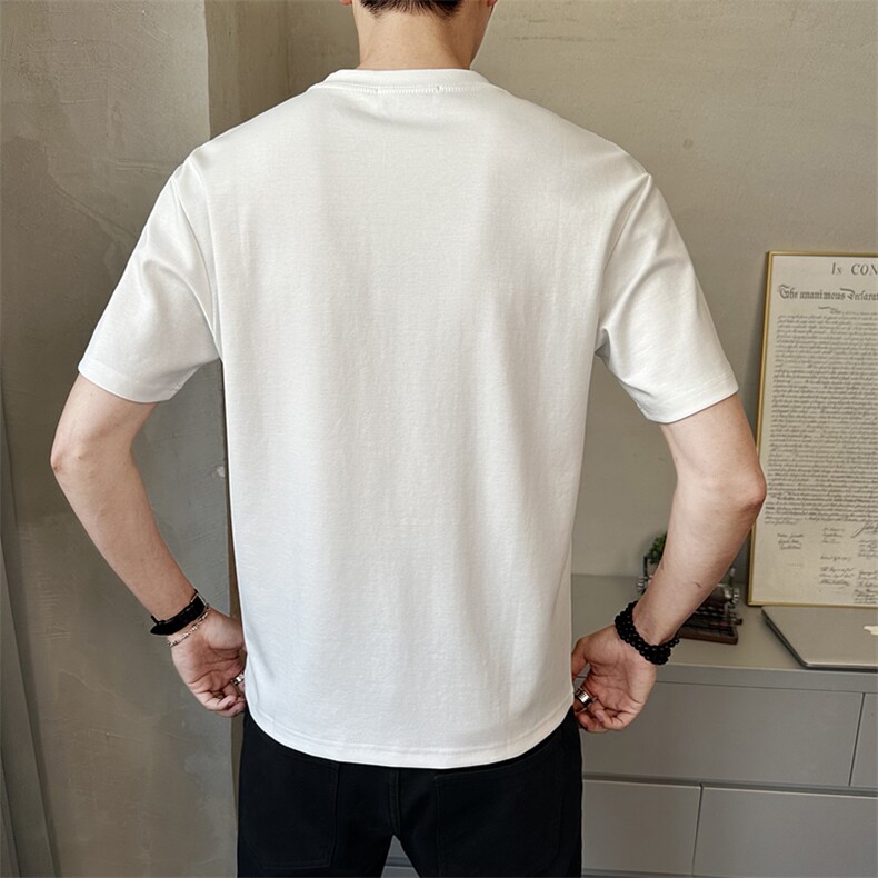 夏季新款男简约刺绣圆领短袖T恤韩版百搭修身半袖t恤T89072-P48,男装T恤,电商A237