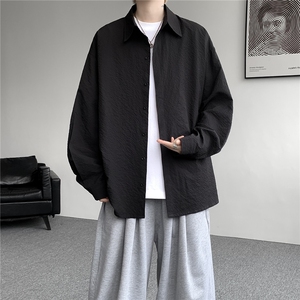8XL-M泡泡纱盐缩肌理长袖衬衫男春季冰丝外套防晒衬衣CS29007P40图片