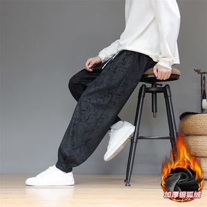 风 冬季加厚银狐绒加绒裤 男印花潮休闲裤 xz815-k508p60图片