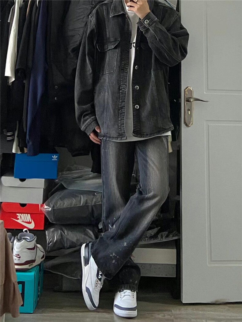 美式高街牛仔裤男潮牌个性显高休闲裤G1807/P50,男装牛仔裤,电商D202-1