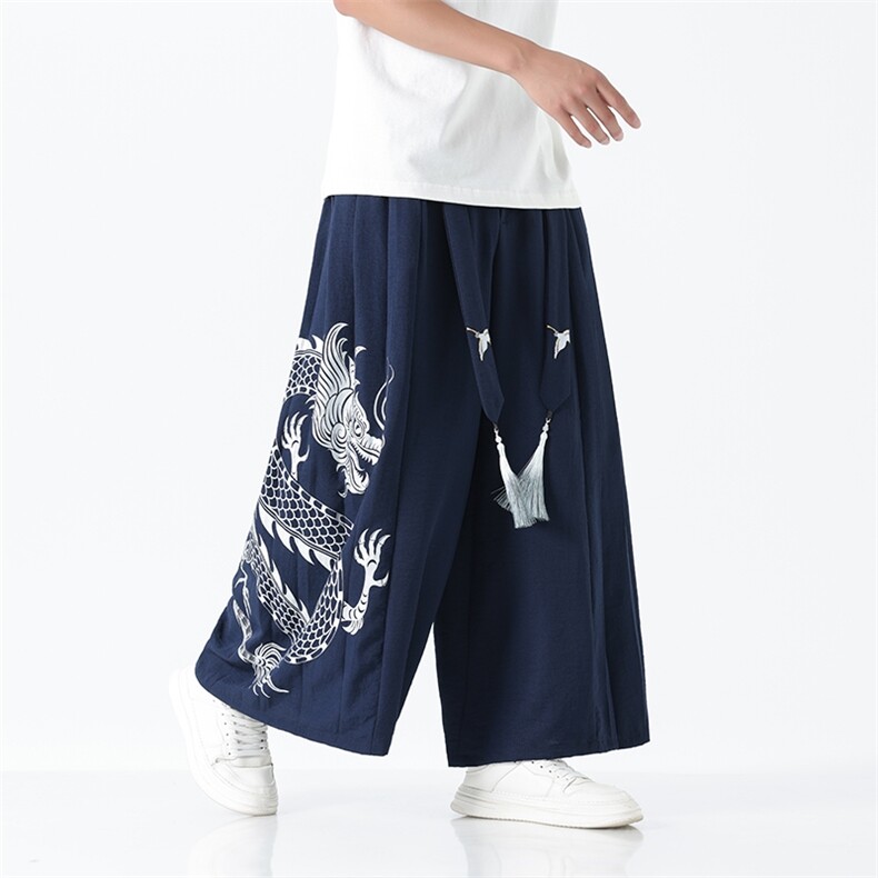 夏季新款大码风汉服古风新中式宋裤情侣裙裤阔腿裤K259/P85，男装民族服装，电商A221A