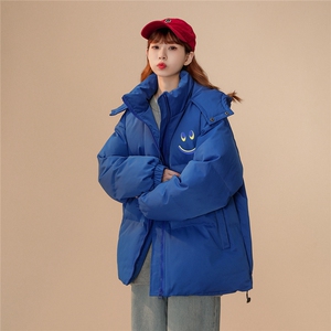 中性风22冬季新品笑脸印花连帽面包服棉服宽松棉衣MY202P115控148图片