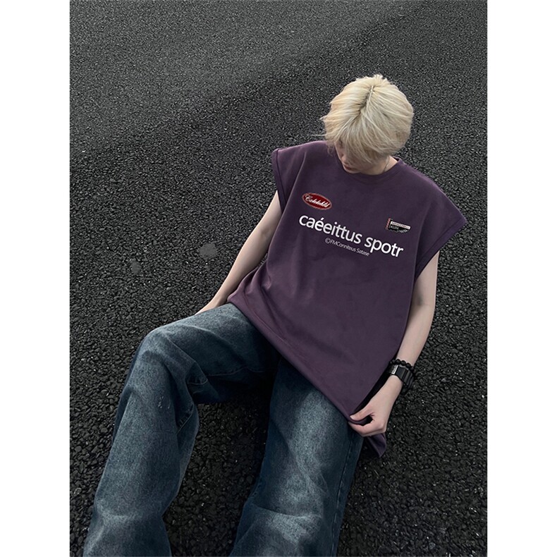 量大优供视频得物直播品230克夏季麂皮绒背心无袖T恤BJ291，男装背心/马甲，电商A486