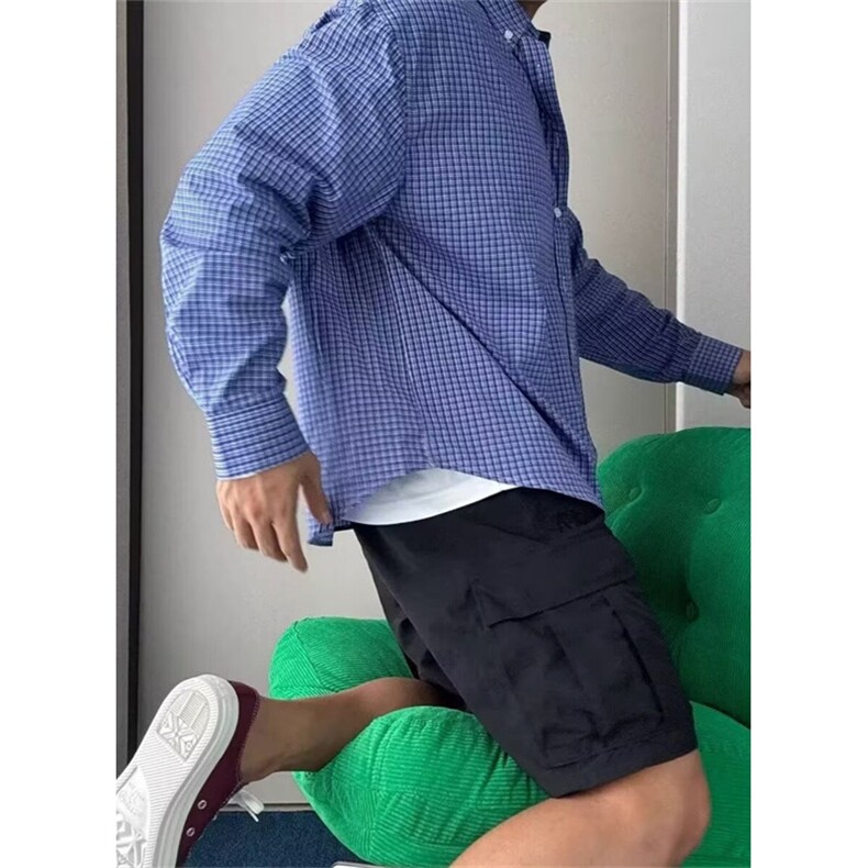 格子衬衫男生复古休闲宽松休闲防晒长袖衬衣内搭男慵懒风CY78,男装衬衫,星座1116A（原606A-3）