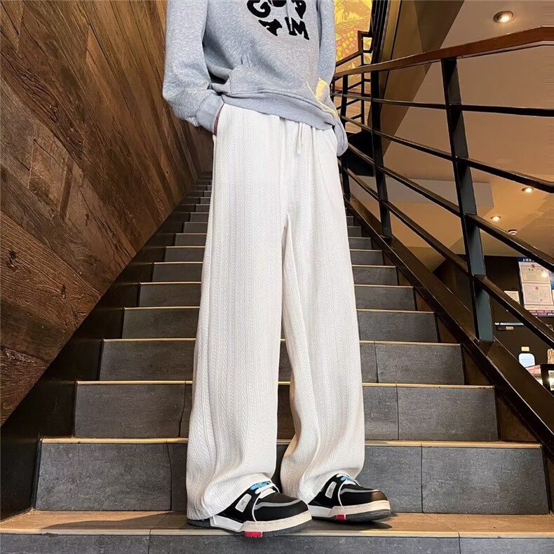 裤子宽松慵懒风垂感休闲裤秋冬款美式复古高级感运动长裤,男装休闲裤,星座1013