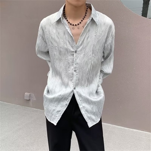 春夏慵懒风长袖衬衫薄潮流宽松衬衣男装高级感休闲上衣CS0674-P50