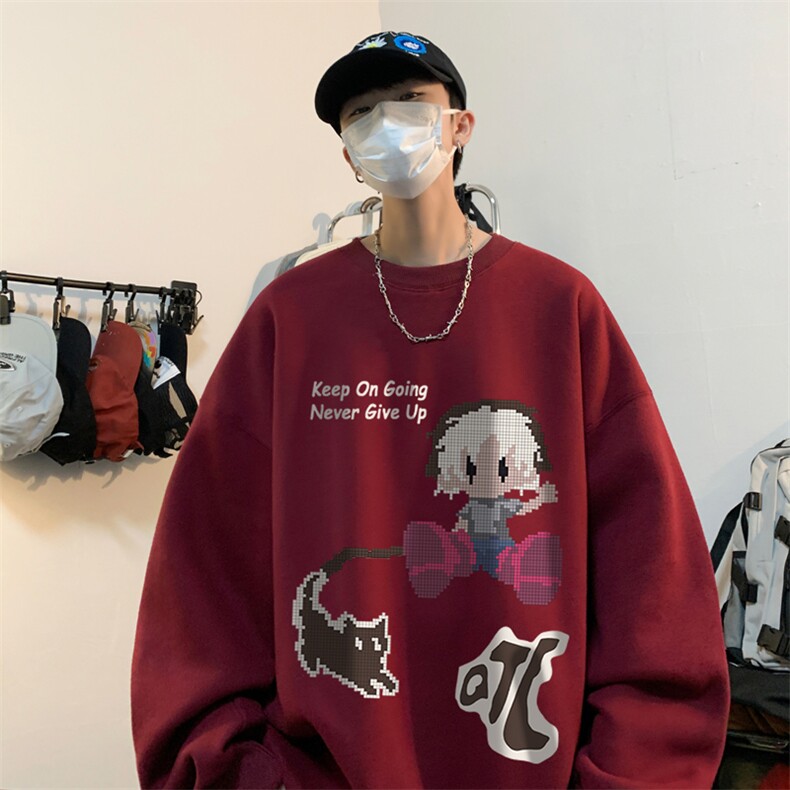 ！圆领卫衣男装港风长袖T恤男外套男WY160-P28,男装卫衣,电商B367