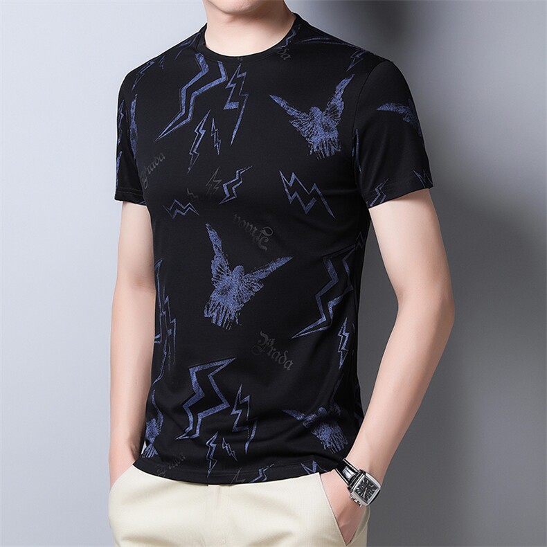 短袖t恤男2023夏季新款男士polo男装商务休闲圆领半袖打底衫衣服,男装T恤,电商B212（原钱塘6029）
