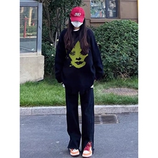 Q357-P45美式人像复古圆领卫衣学生男女款宽松上衣，男装卫衣，星座617A-2