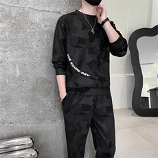 休闲运动套装男士春秋季新款潮牌圆领卫衣宽松痞帅两件套TZ10-P85，男装休闲套装，星座1210B