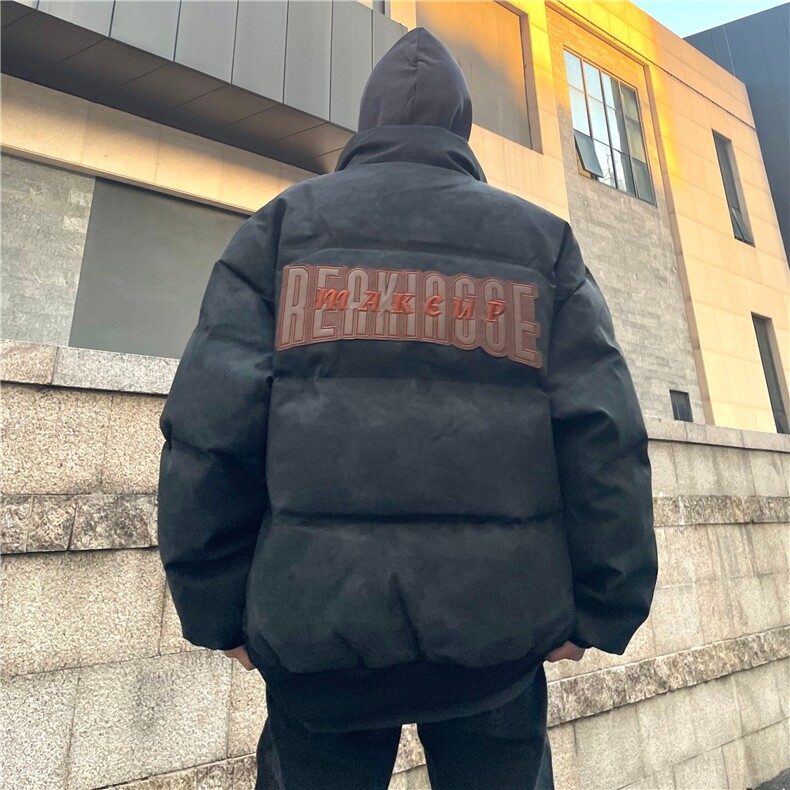 复古美式街头PU皮棉服男女oversize外套情侣棉衣上衣MF300-P106图片