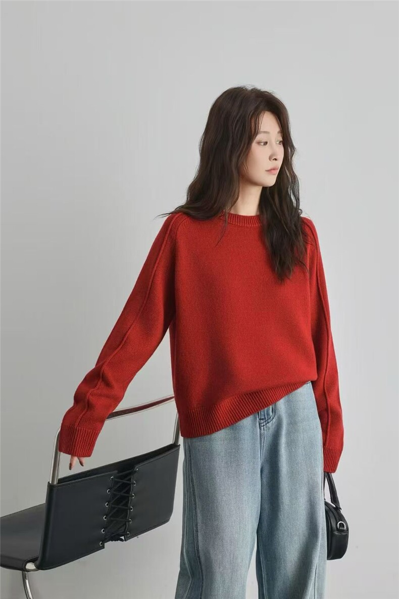 2025年秋季时尚百搭通勤简约休闲羊毛衫，女装羊毛衫，琳尚羊绒