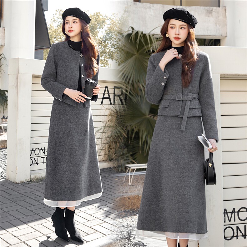 小香风羽绒套装2026冬季新款高级感富家千金感时尚气质半身裙穿搭，女装套装/套裙，奋斗女王