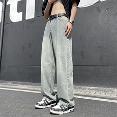 2024夏季新款工装牛仔裤男港风潮牌宽松直筒休闲裤现货K7803-P45，男装牛仔裤，星座512-3