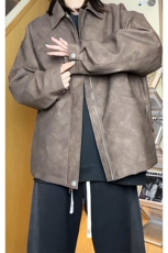 潮流宽松美式复古机车皮衣PU皮夹克外套P7810-P65【特价】，男装夹克，电商A007