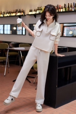 现货2024春季新款时尚减龄休闲遮肉显瘦两件套女，女装套装/套裙，深水步