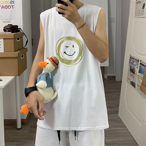 ！2023春夏新款男士百搭无袖T恤针织背心学生坎肩X06P20图片