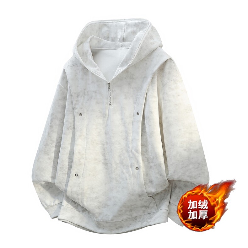 扎染脏脏连帽卫衣男春秋季加肥加大码潮胖人宽松运动学生痞帅外套，女装短外套，星座813-2