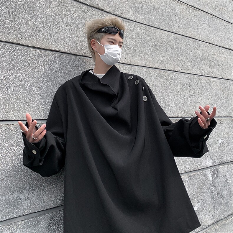 F229-P482024春秋新款设计感小众衬衣男不规则高级感衬衫现货,男装衬衫,星座512-6