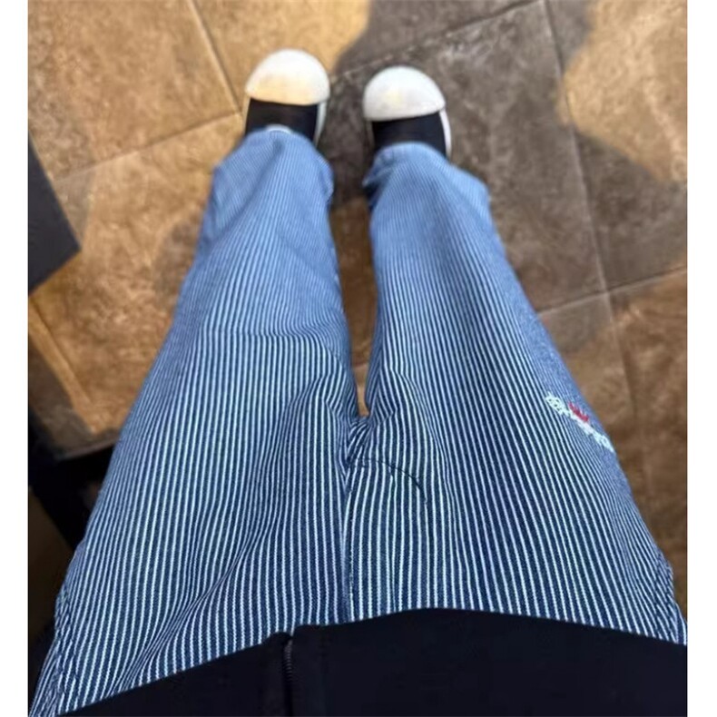 刺绣复古休闲竖条纹牛仔裤男女直筒百搭宽松慵懒长裤显瘦KB183，男装牛仔裤，星座1116A（原606A-3）