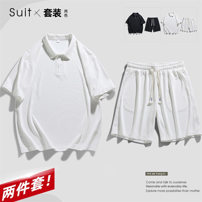 35339-P55 大码 胖子夏季华夫格休闲运动套装图片