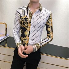 2021春秋男衬衫英伦长袖上衣印花男装韩版修身四季潮流衬衣H862-P55，男装衬衫，星座419（原A233）