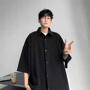 2024夏季新款宽松百搭休闲衬衣港风潮牌翻领衬衫男现货W8211-P40图片